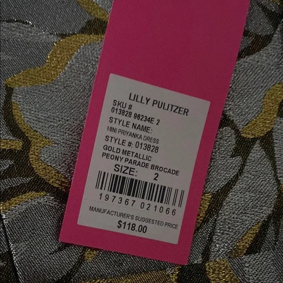 Lilly Pulitzer Gold and Silver Floral Dress size 2 - Picture 3 of 4